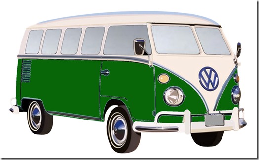 Strijkapplicatie VW Bus groen